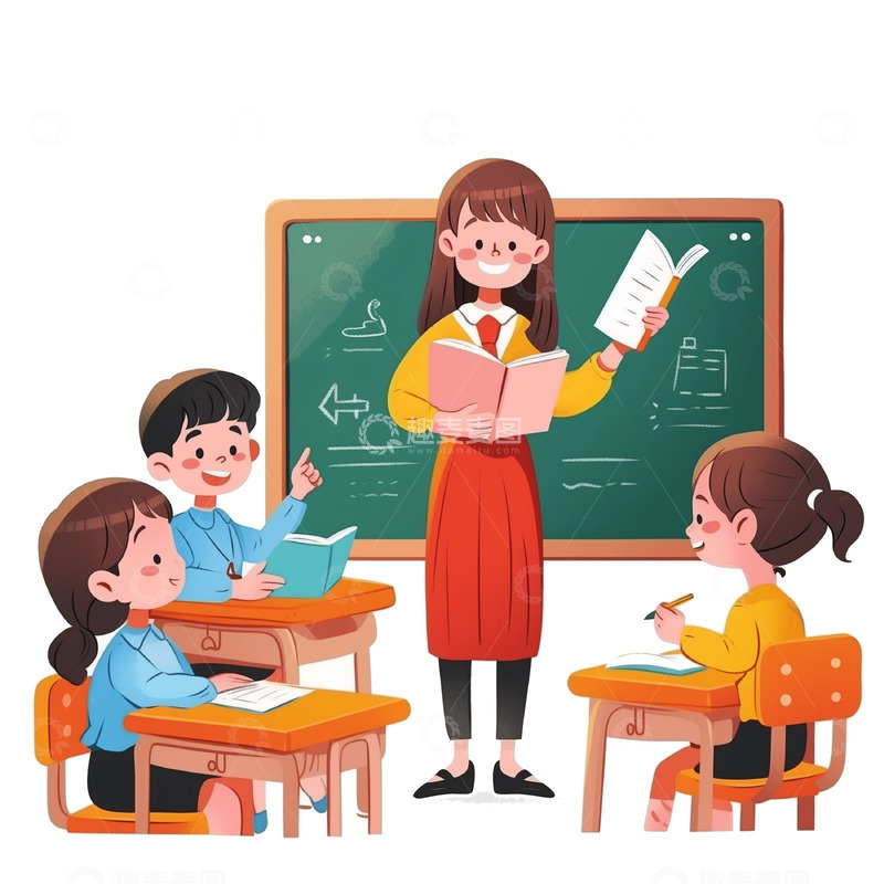 高清大图下载【趣麦麦图】老师给学生们上课场景素材