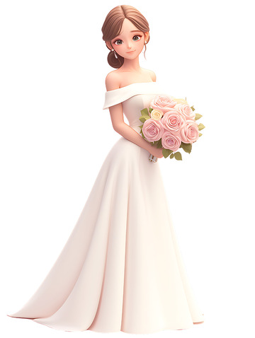 穿婚纱捧着鲜花的女孩子520