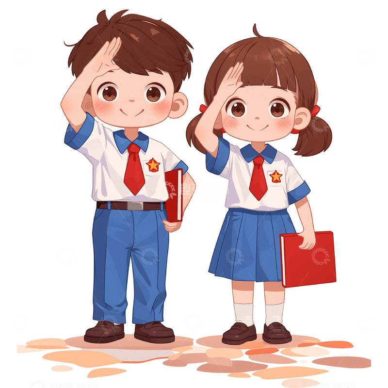 高清大图下载【趣麦麦图】-少先队员卡通学生素材