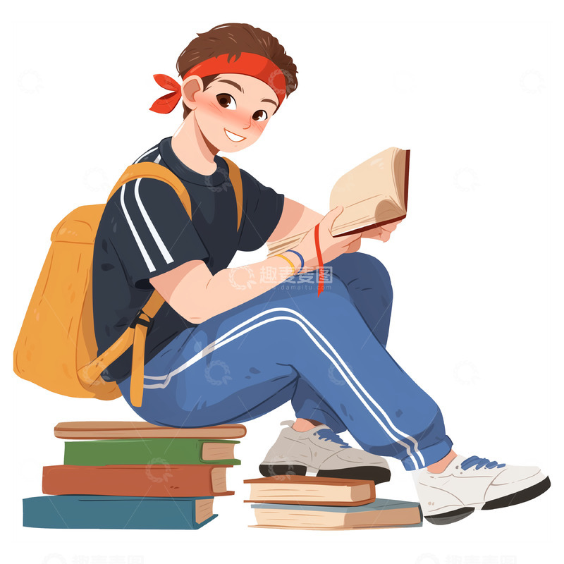 高清大图下载【趣麦麦图】高考冲刺复习人物插画