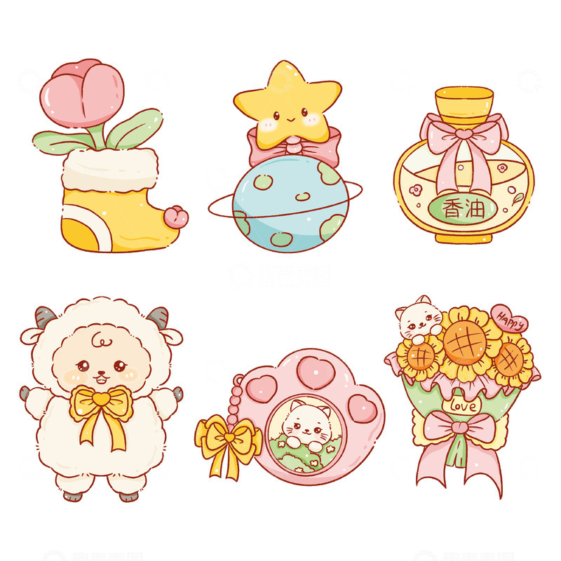 源文件下载【趣麦麦图】卡通手办礼小物件