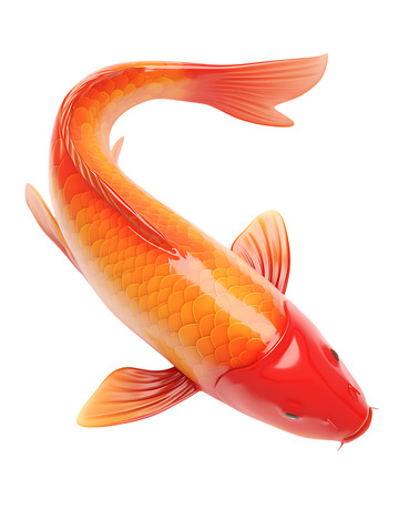 可爱的红色鲤鱼卡通3D