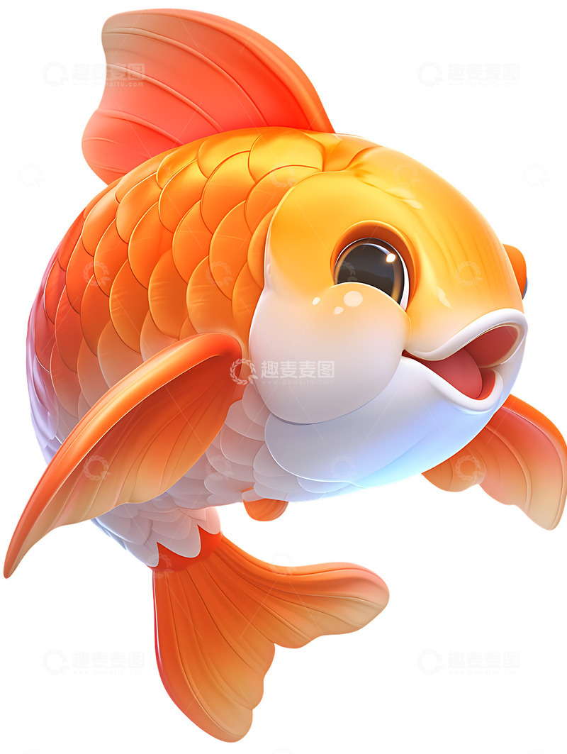 高清大图下载【趣麦麦图】3D红鲤鱼卡通
