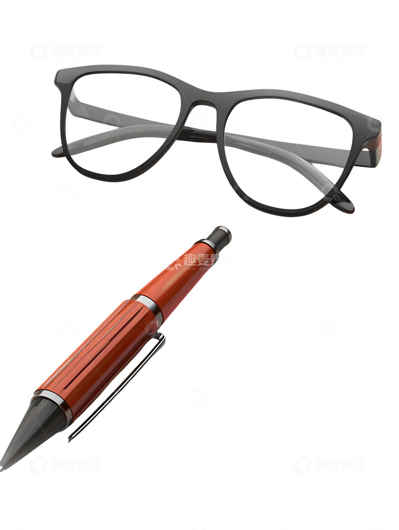 高清大图下载【趣麦麦图】笔和眼镜装饰物