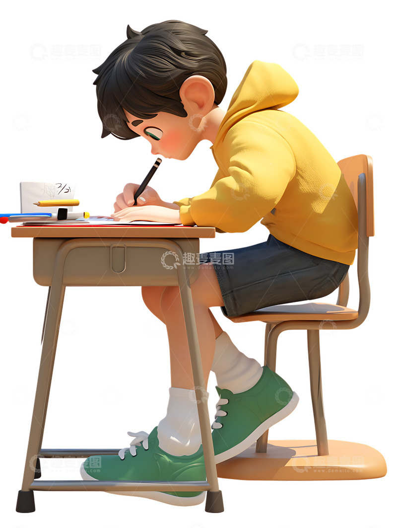 高考男生在写试卷做作业