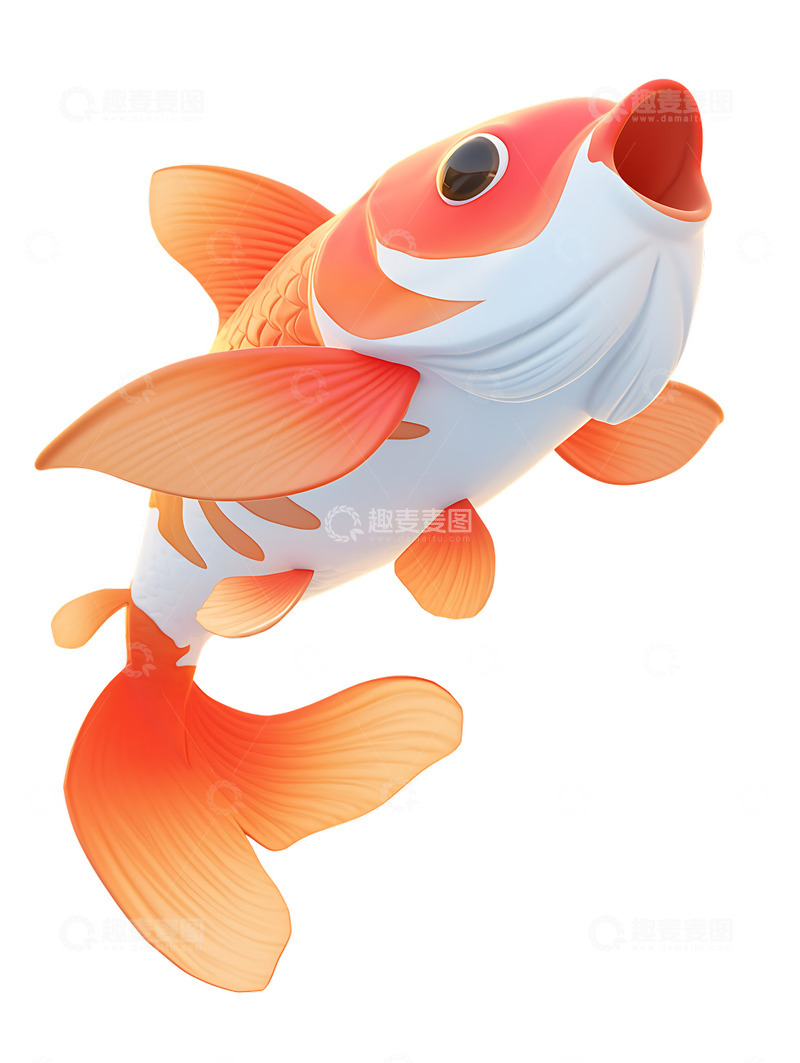 高清大图下载【趣麦麦图】可爱的鲤鱼卡通3D