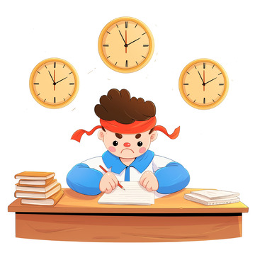 高考备考努力复习写作业人物插画