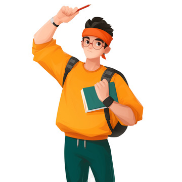 高考加油备考学生卡通人物素材