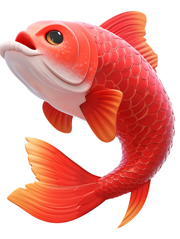 红色鲤鱼卡通3D