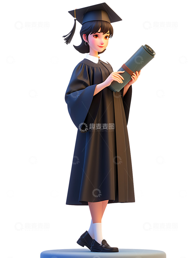 高清大图下载【趣麦麦图】卡通毕业生学士装束