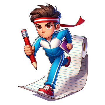 奔跑冲刺高考中考卡通人物素材