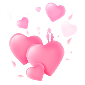 520情人节唯美粉色爱心组合元素