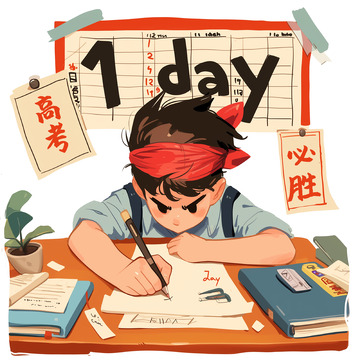 高考倒计时日历卡通人物