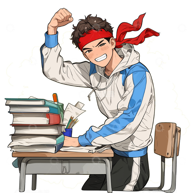 高清大图下载【趣麦麦图】高考加油高考必胜人物插画