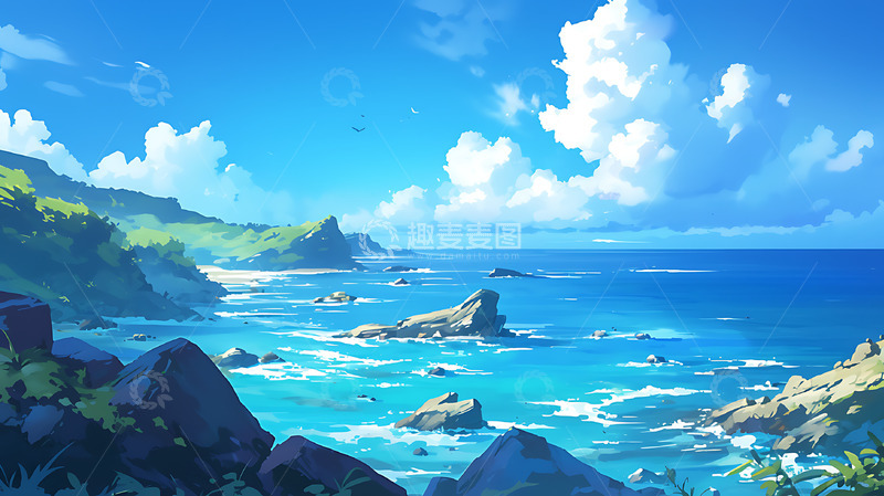 高清大图下载【趣麦麦图】海岸卡通风光2