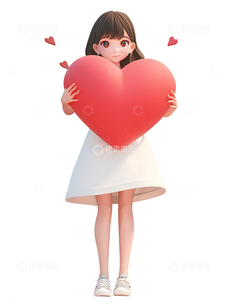 高清大图下载【趣麦麦图】520女孩子抱着爱心恋爱