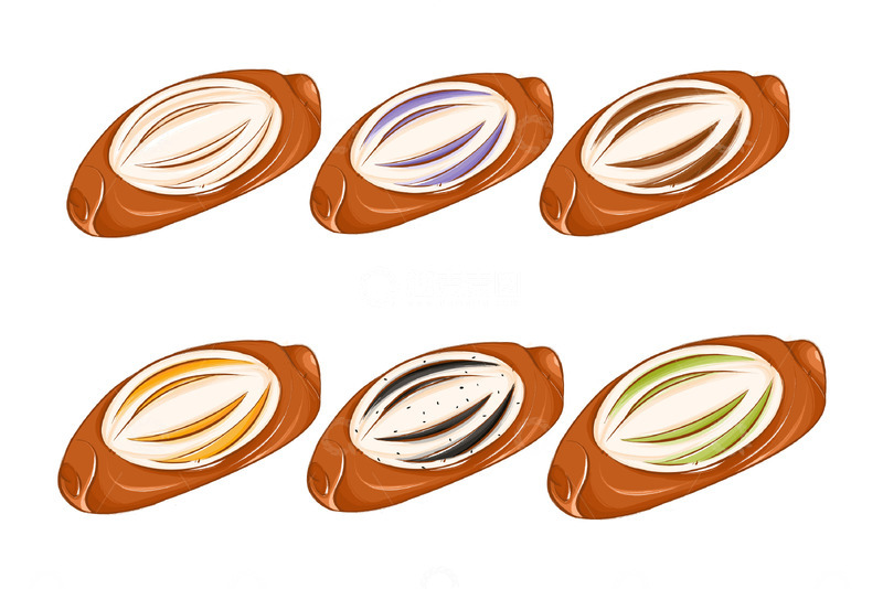 源文件下载【趣麦麦图】原味芋泥巧克力南瓜黑芝麻抹茶碱水棒