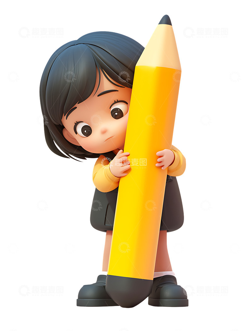 高清大图下载【趣麦麦图】学生抱着铅笔高考学习