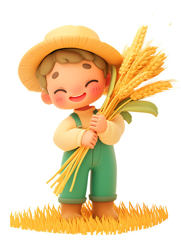 拿着麦子的农夫开心