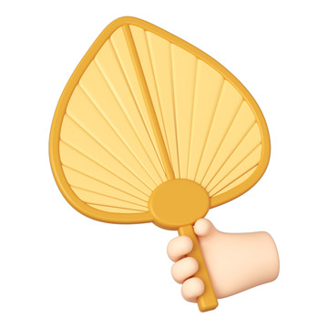 C4D立体手拿蒲扇设计