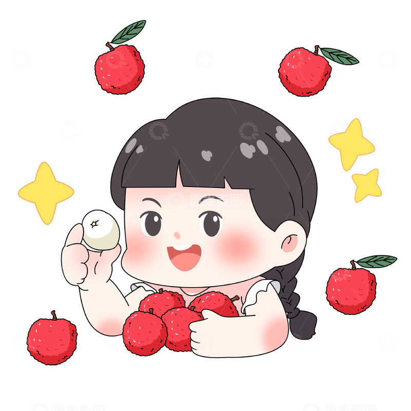 源文件下载【趣麦麦图】女孩吃荔枝PNG