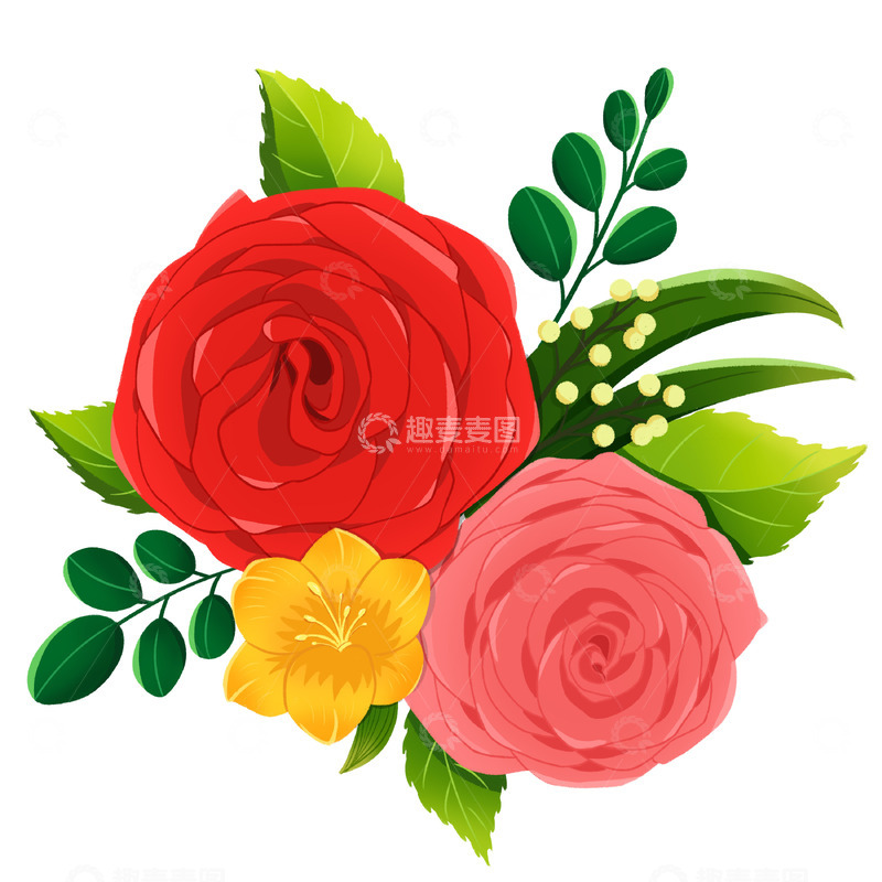 源文件下载【趣麦麦图】红粉玫瑰组合