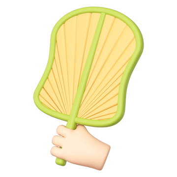 C4D立体手拿蒲扇扇子免抠图片