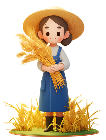 女孩拿着麦子的农夫开心2