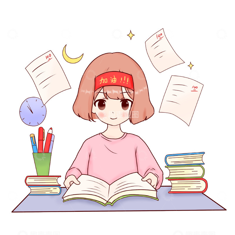 源文件下载【趣麦麦图】高考奋笔疾书场景
