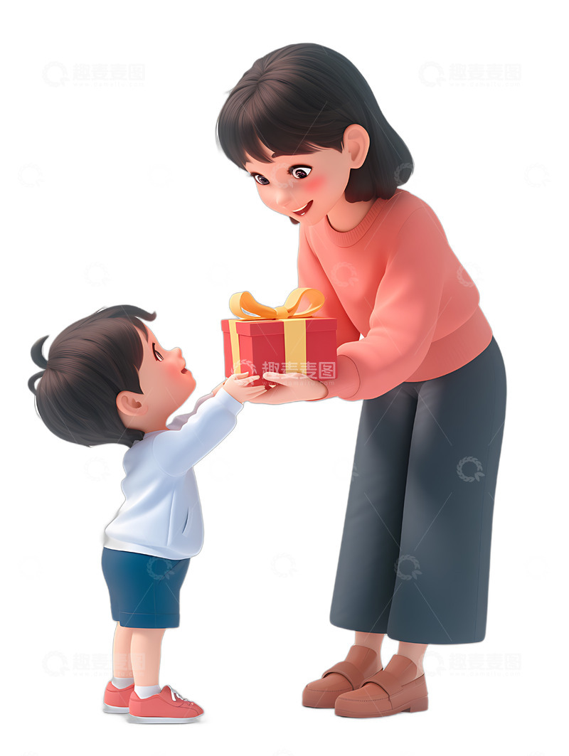 高清大图下载【趣麦麦图】母亲节小孩送母亲礼物