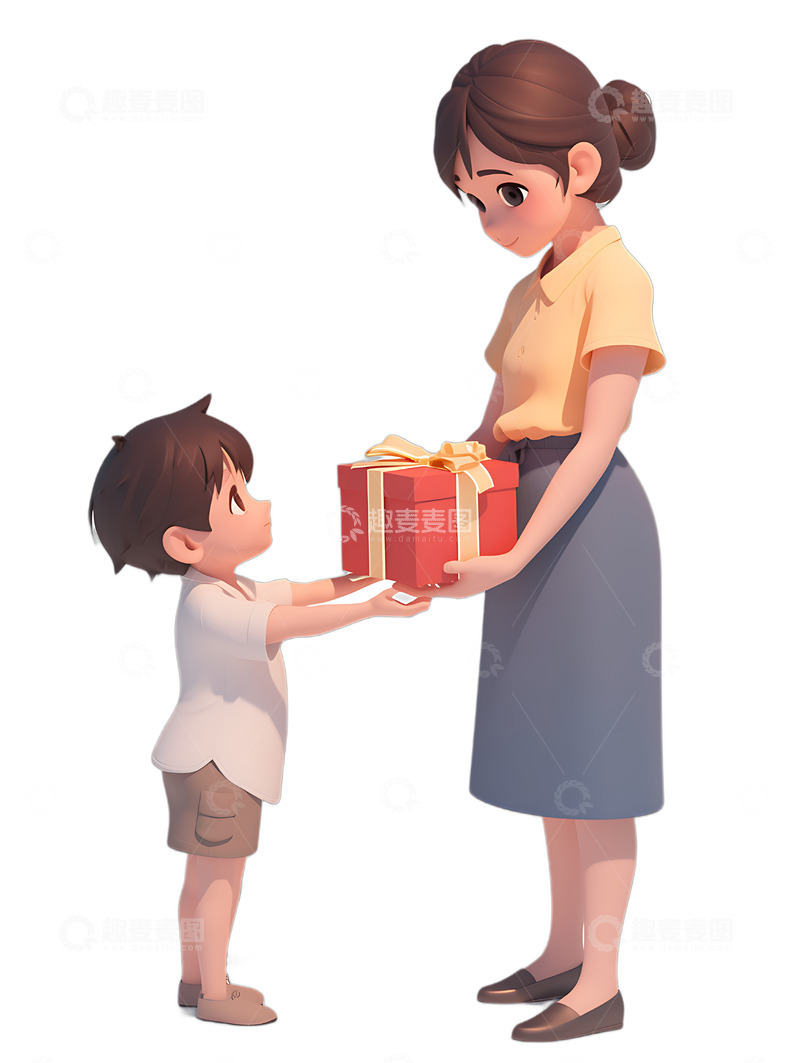 高清大图下载【趣麦麦图】母亲节小孩送母亲礼物3