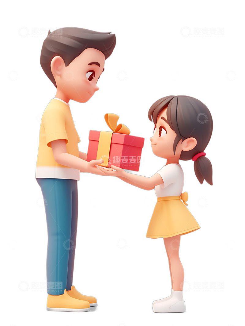 高清大图下载【趣麦麦图】小孩送父亲爸爸礼物