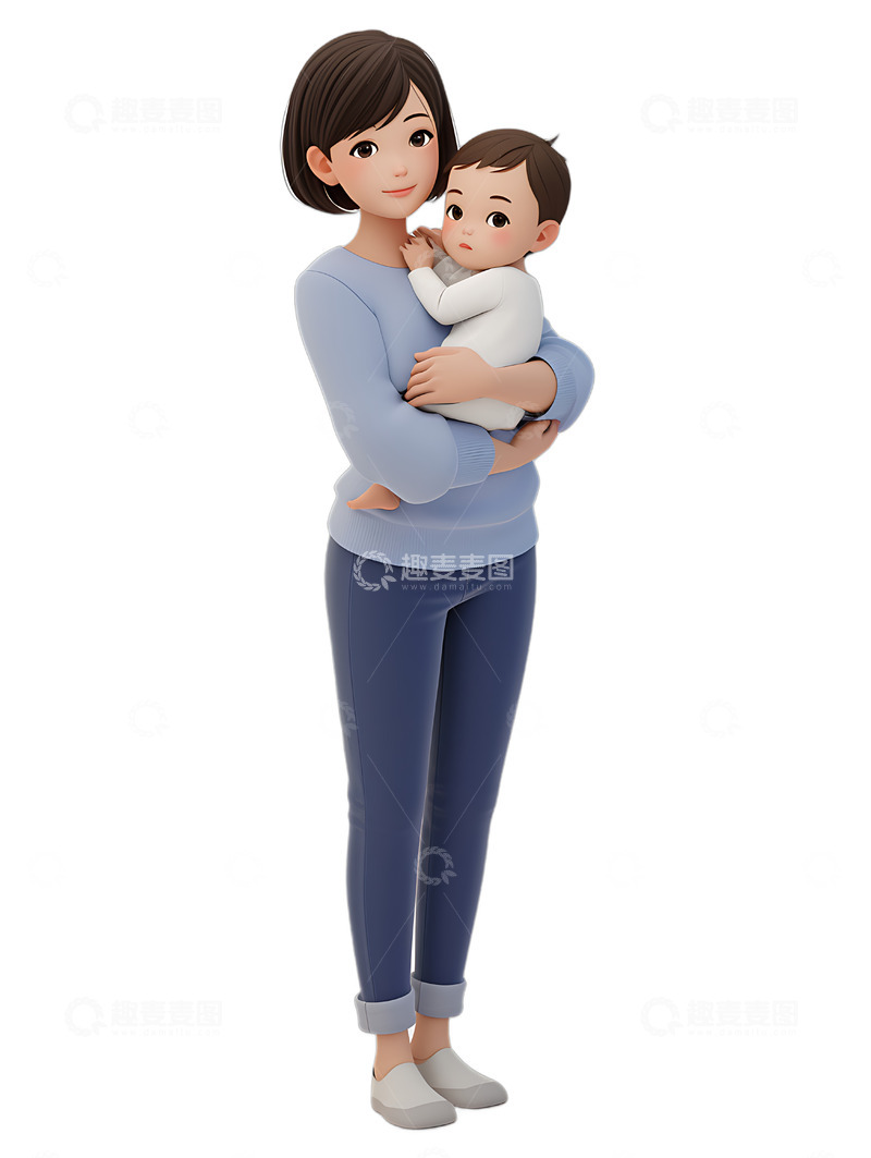 高清大图下载【趣麦麦图】宝妈抱着小婴儿