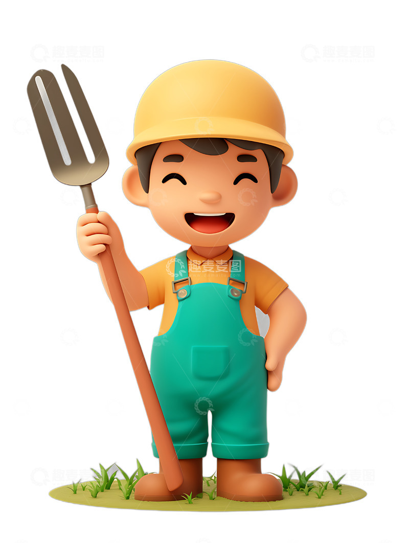 高清大图下载【趣麦麦图】-工人农夫拿着农具