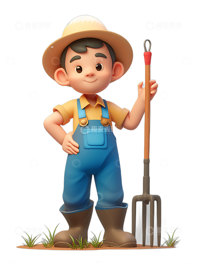 高清大图下载【趣麦麦图】-工人农夫拿着农具2