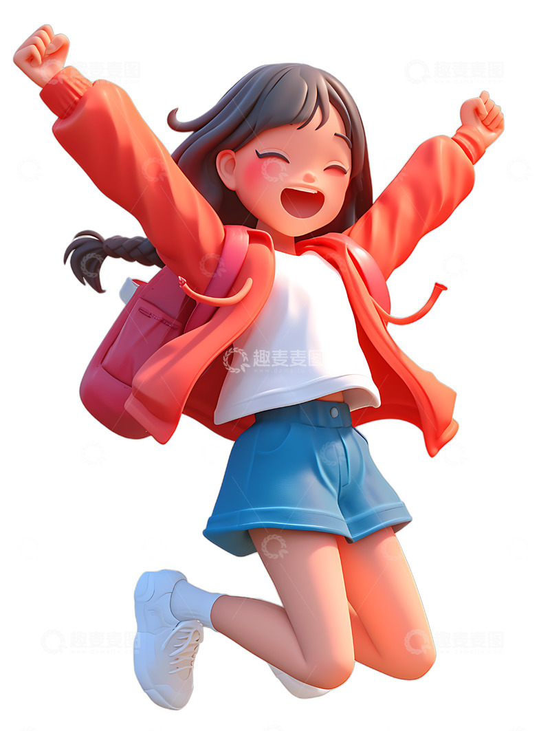 高清大图下载【趣麦麦图】热烈欢呼庆祝的学生青年女生