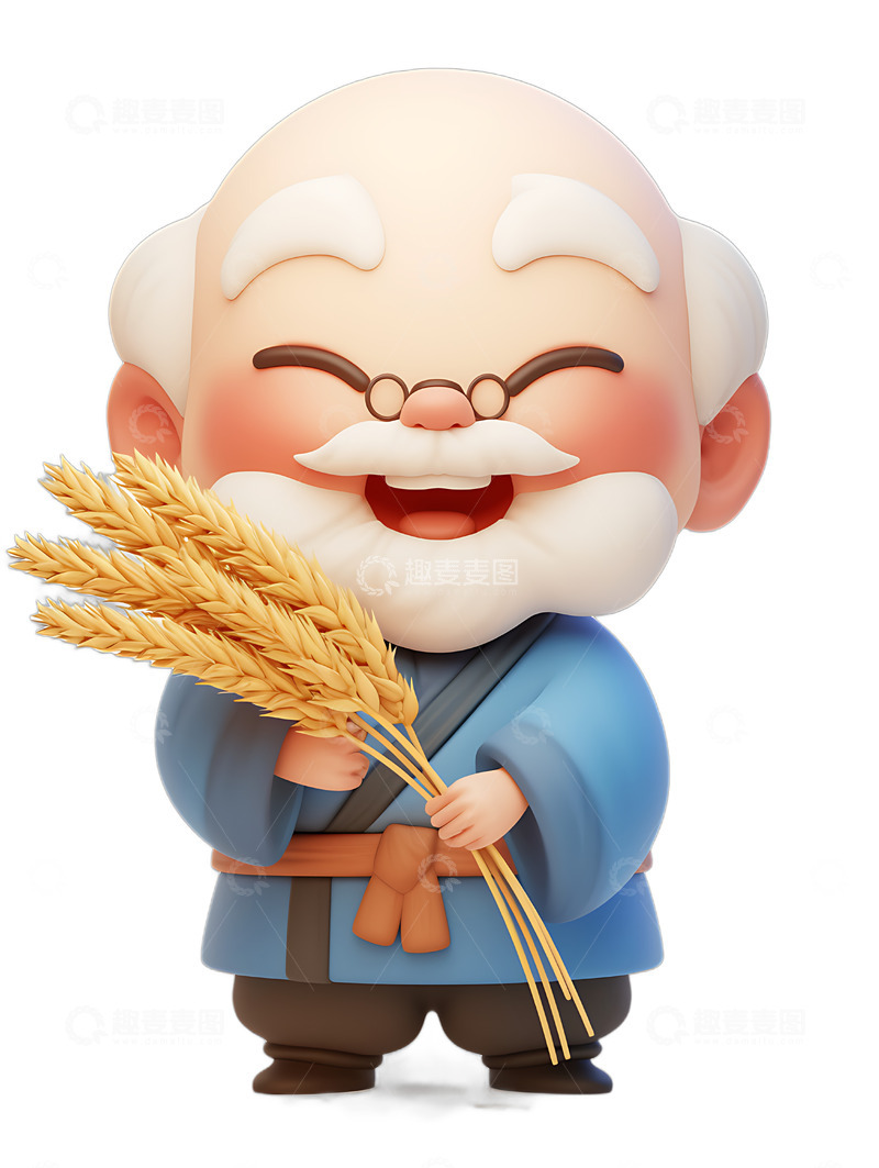 高清大图下载【趣麦麦图】农夫种麦子拿着麦子的老农民老农夫