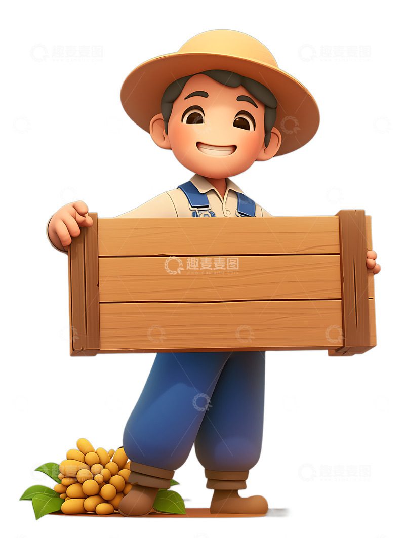 高清大图下载【趣麦麦图】农夫举着展示牌展示2