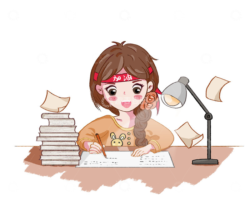 源文件下载【趣麦麦图】高考加油写作业奋战