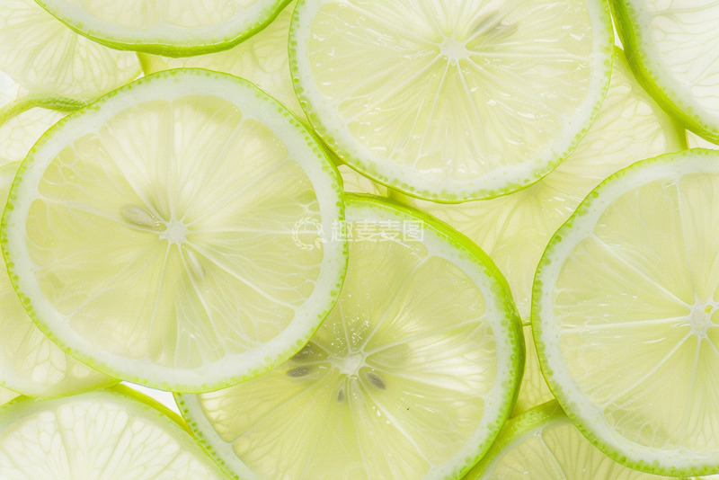 高清大图下载【趣麦麦图】绿色柠檬片清新背景
