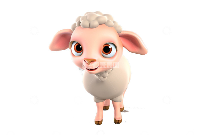 高清大图下载【趣麦麦图】可爱卡通笑着的小羊