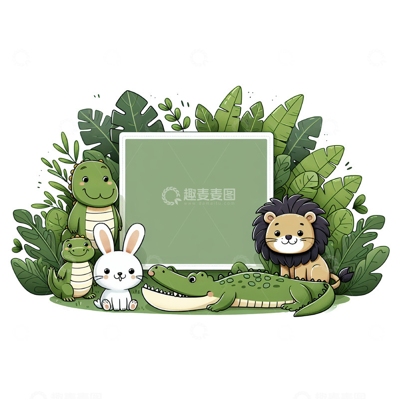 高清大图下载【趣麦麦图】卡通动物主题相框素材