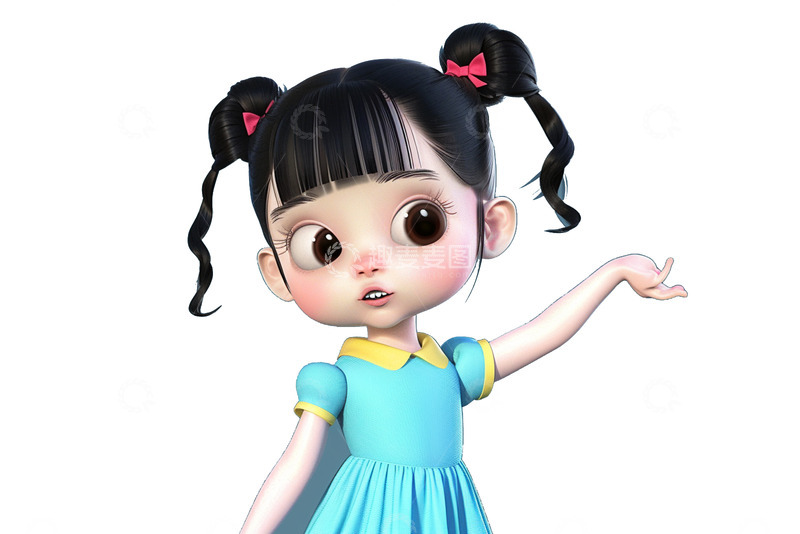 高清大图下载【趣麦麦图】可爱的3D卡通小女孩