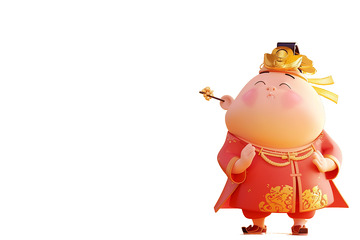 可爱的穿着喜庆服饰的小人