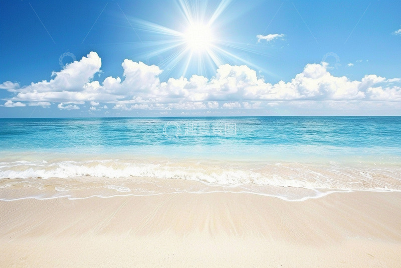 高清大图下载【趣麦麦图】-沙滩海洋清新背景