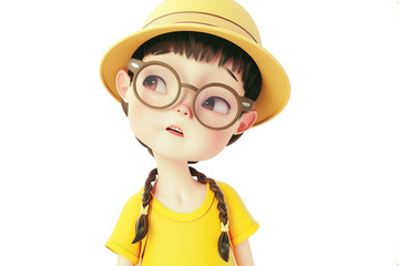 卡通可爱的戴帽子的小女孩