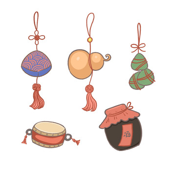 端午节荷包粽子大鼓酒水贴纸图片