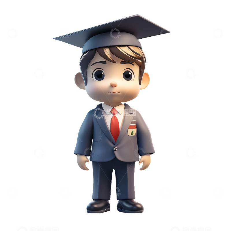 高清大图下载【趣麦麦图】3D立体卡通男生学士帽毕业季