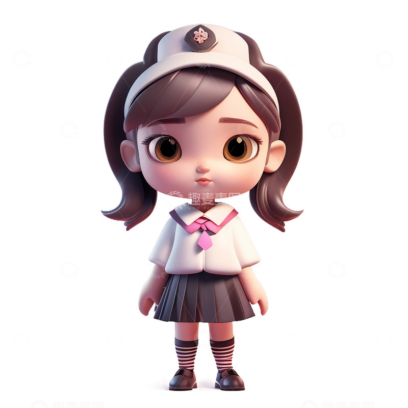 高清大图下载【趣麦麦图】3D立体卡通粉色女生校服