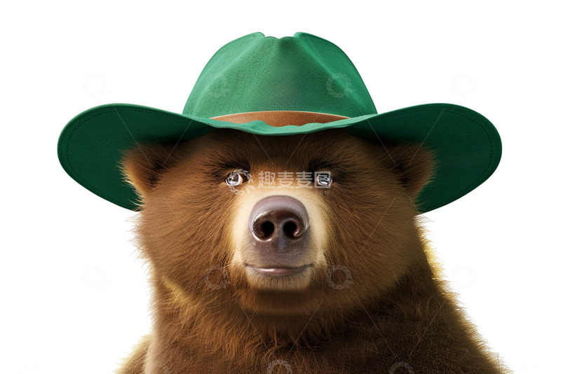 高清大图下载【趣麦麦图】可爱拟人化戴帽子的棕熊